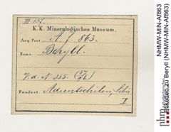 Etiketten zu Beryll (NHMW-MIN-Af863)